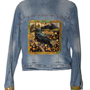 Woodland Crow Art Deco Denim Jacket