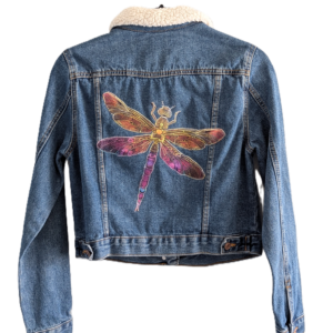 Dragonfly Sherpa-Style-Collar Denim Jacket