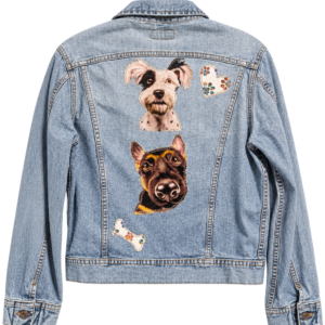 Two Dogs & Paw Prints Denim Jacket - Women's L