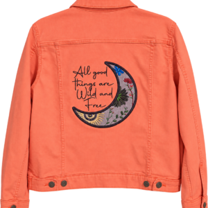 Wild & Free Moon Embroidered Coral Jacket – Women’s L
