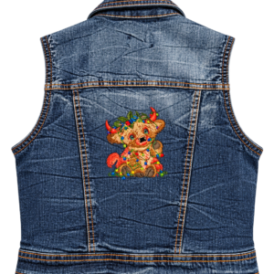 JW Look Kids Christmas Cow Denim Vest - Kid's S