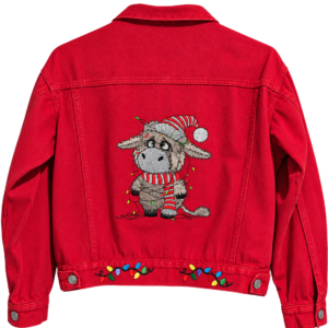 Red Christmas Donkey Denim Jacket - Women's M